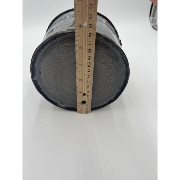 Vintage Rustic Metal Berry Bucket Planter Decor With Handle & Patina Gray Enamel - Picture 7 of 7